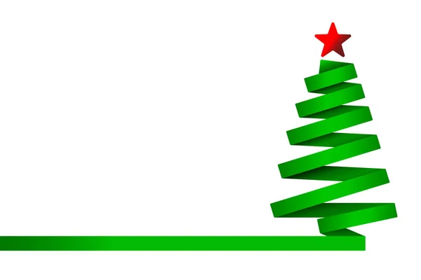 Green christmas tree made from ribbon — Stock Vector