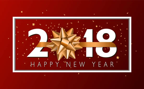 Altın hediye yay ile vektör 2018 mutlu yeni yıl arka plan