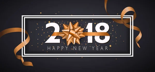 Altın hediye yay ile vektör 2018 mutlu yeni yıl arka plan
