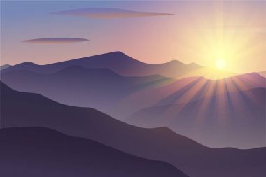 Vektör sabah dağlar