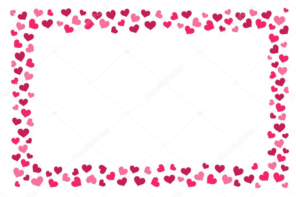 Abstract love for your Valentines Day greeting card design. Red Hearts frame isolated on white background.