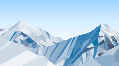 Gün dağları düşük poli vektörü, mavi gökyüzü