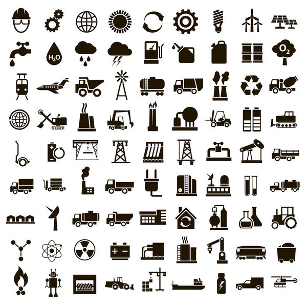 Set of icons of industry and technology