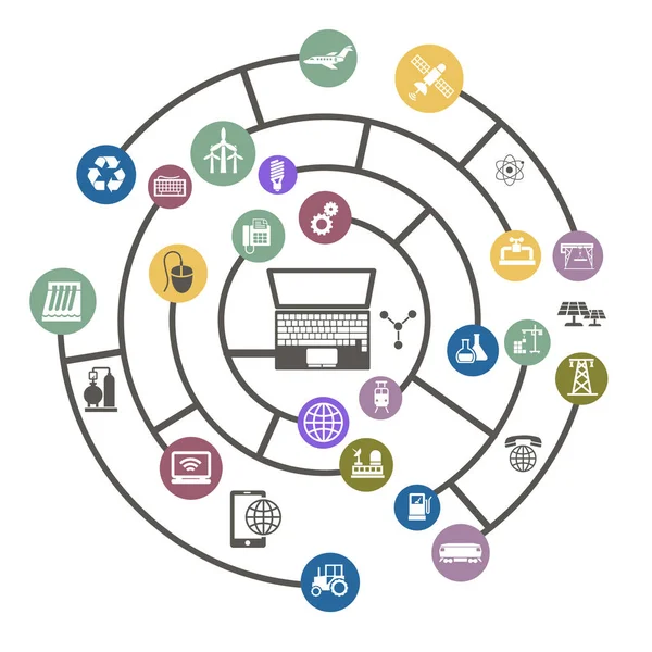 Vector technology and industry icons — Stock Vector