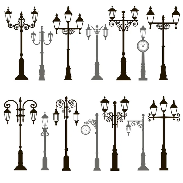 14 icons streetlights — Stock Vector