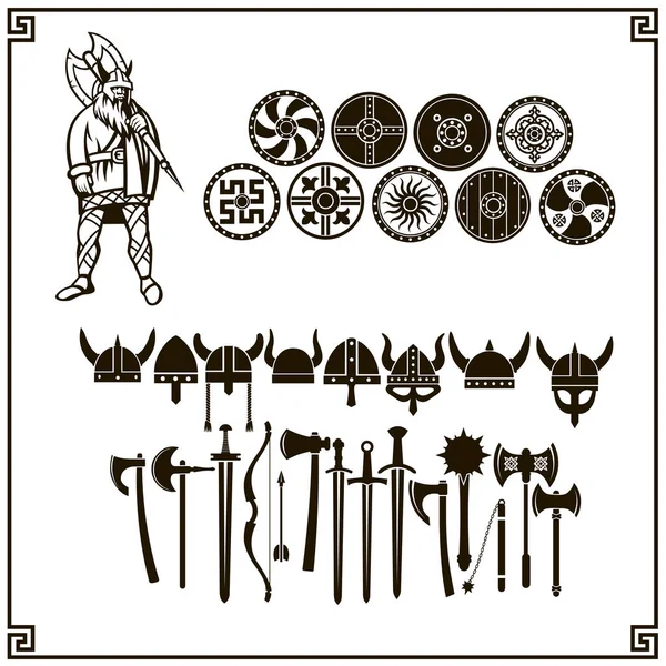 30 ícones de armaduras e armas Vikings —  Vetores de Stock
