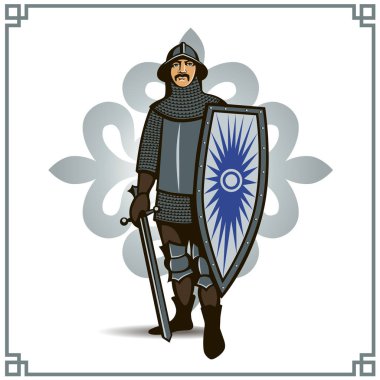 Vektör şövalye kılıç ve kalkan