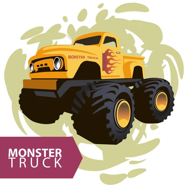 Vector caminhão monstro amarelo — Vetor de Stock