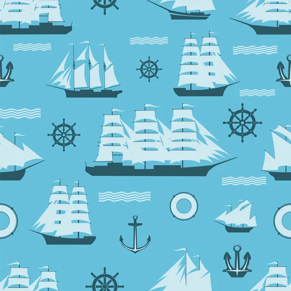 帆船でのベクトルの背景 — ストックベクタ