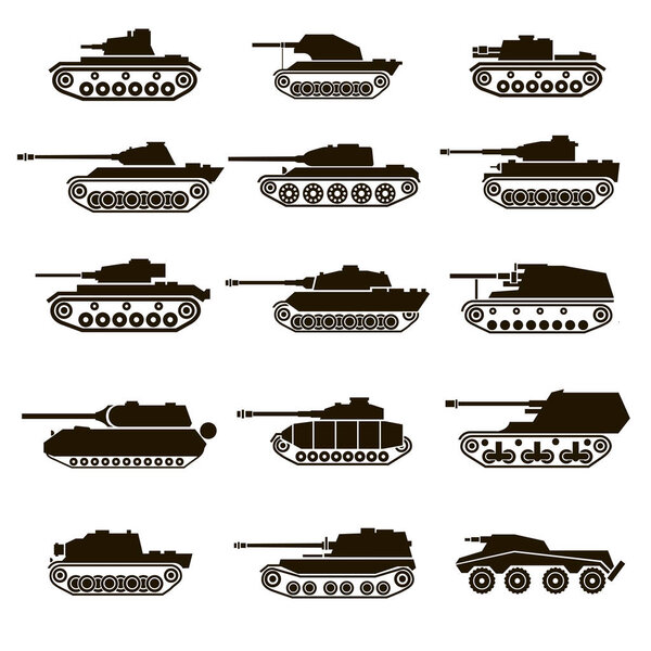 15 icons of tanks and armored vehicles