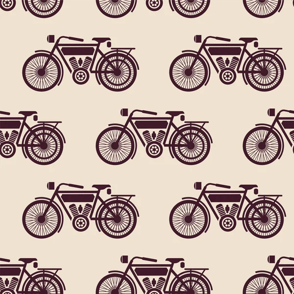 Pattern with retro motorcycle icon — Stock Vector