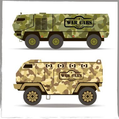 Vektör simgeler renkli askeri araçların