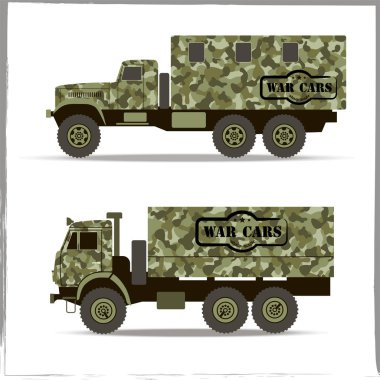 Vektör simgeler renkli askeri araçlar
