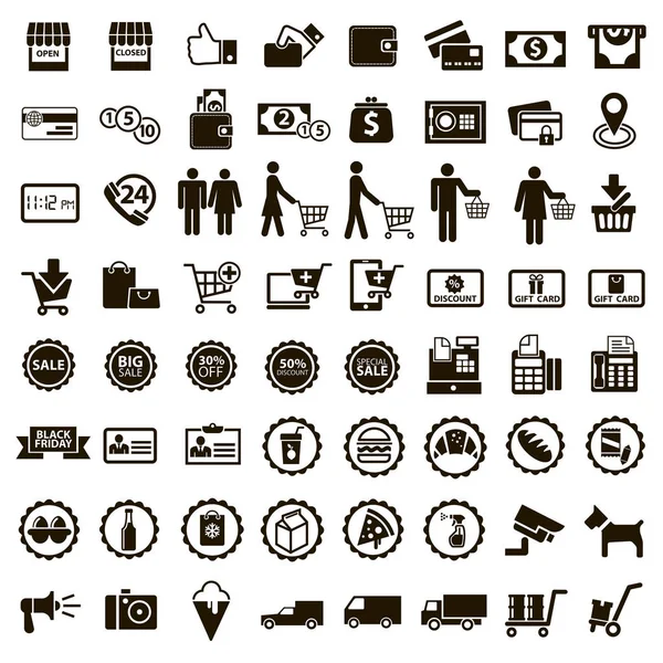 64 icons for a supermarket — Stock Vector