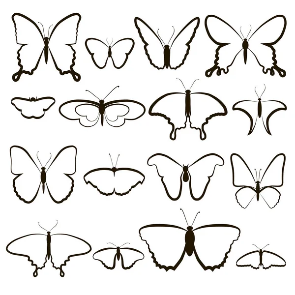 16 pillangó ikonok — Stock Vector