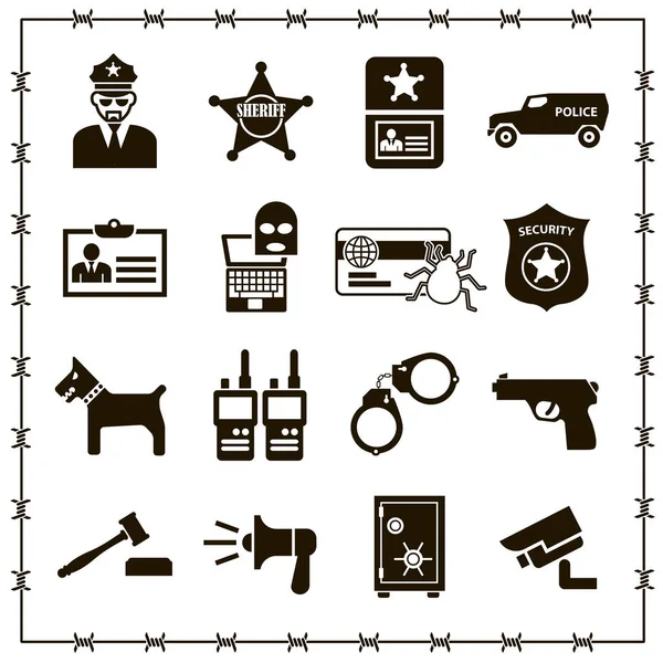Seguridad 16 iconos — Archivo Imágenes Vectoriales