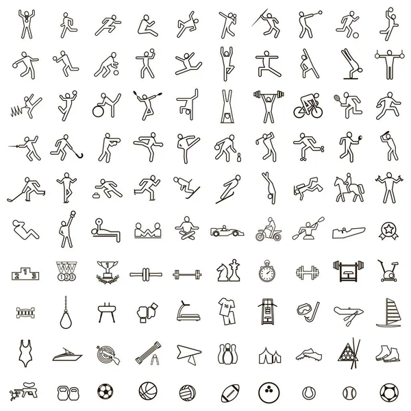 Sport och Fitness 100 ikoner — Stock vektor