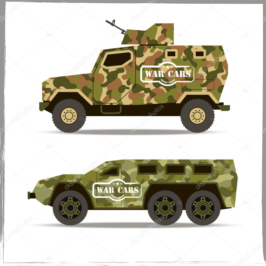 Vector military car icons