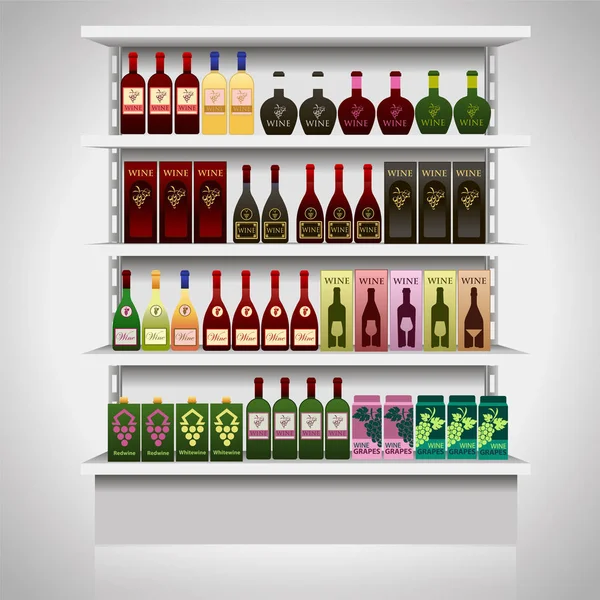 Réfrigérateur vectoriel couleur avec vin — Image vectorielle