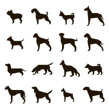 16 köpek siluet simgeler vektör
