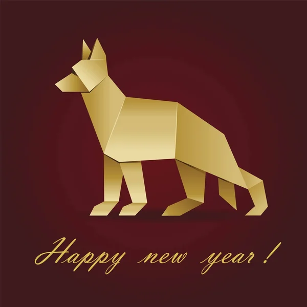 Vector Año Nuevo perro origami — Vector de stock