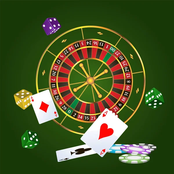 Wektor ruletka i gry hazardowe akcesoria — Wektor stockowy