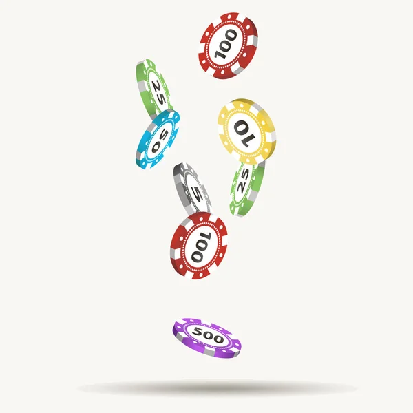 Vector de fichas de casino multicolor — Vector de stock