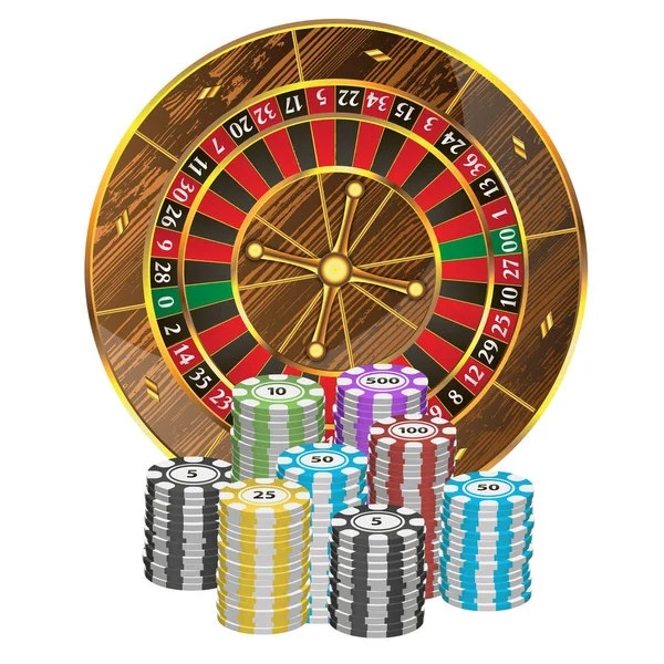 Vektor Roulette mit Chips — Stockvektor