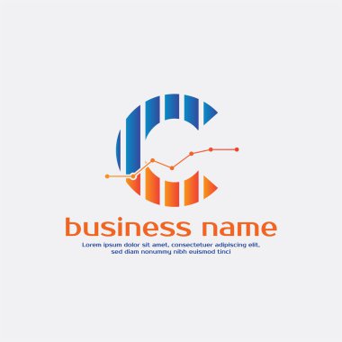 Alfabetik Harf C ve Grafik Çubuğu İşaretli Muhasebe Logosu Şablonu