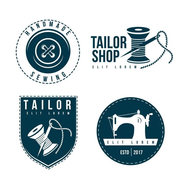 Conjunto de emblemas de etiquetas a medida. Logo del taller hecho a mano — Vector de stock