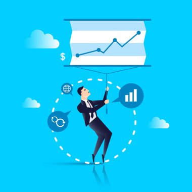 İşadamı bir iş planı göster. Vektör çizim