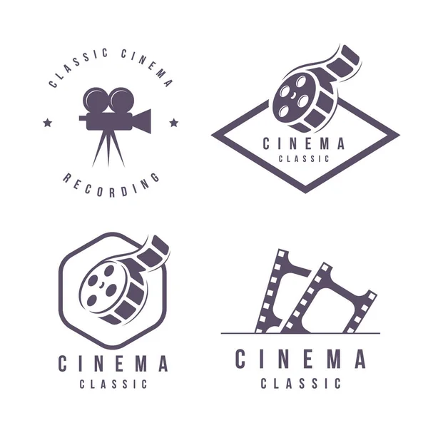 Etiquetas de cine emblema logotipo diseño elemento aislado sobre fondo blanco — Vector de stock