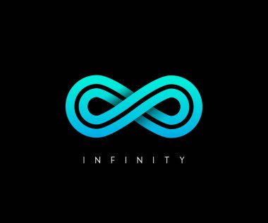 siyah zemin üzerine mavi sonsuzluk işareti 