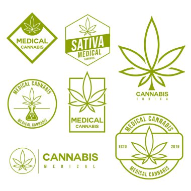 dizi yeşil tıbbi esrar amblem, logo. Klasik vintage tarzı
