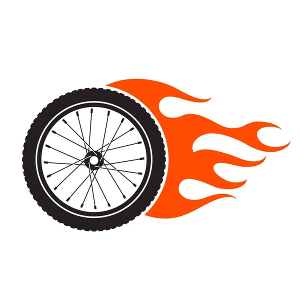 Roda de bicicleta com chama de fogo —  Vetores de Stock