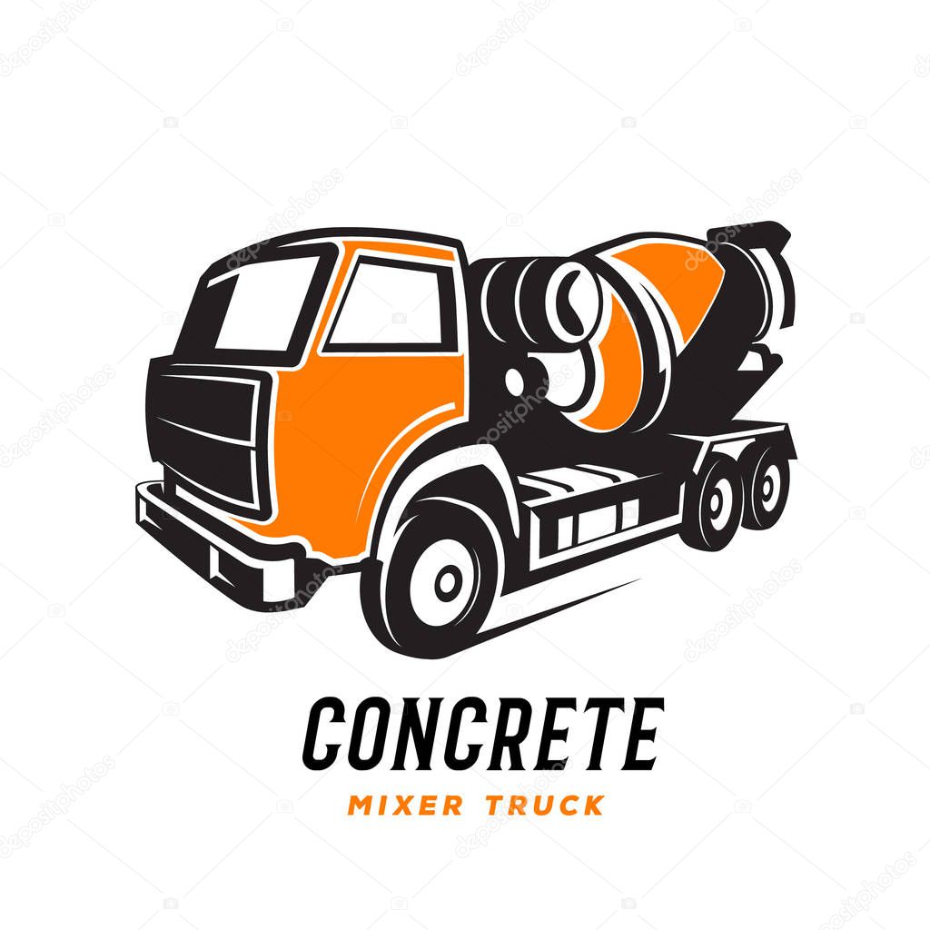 Concrete mixer truck isolated on white background