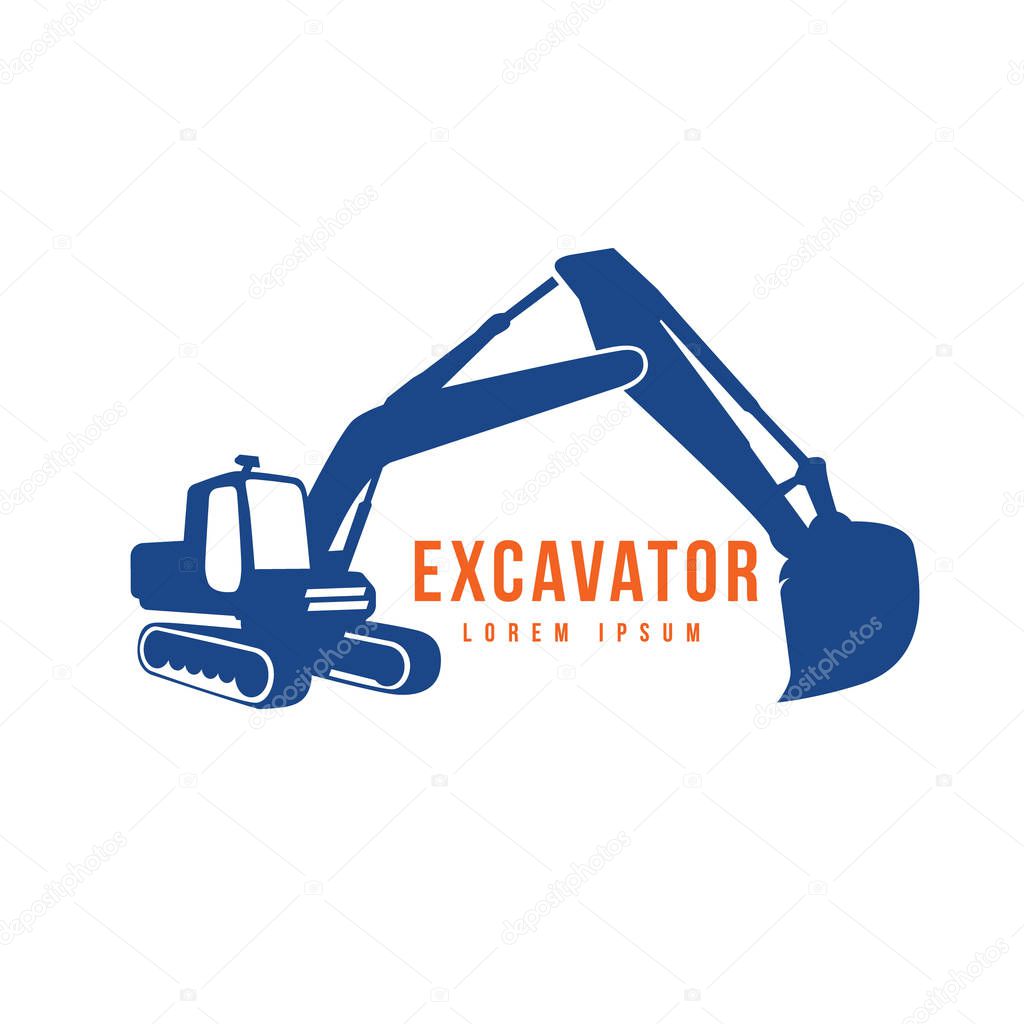 Excavator vector emblem logo template isolaed on white background