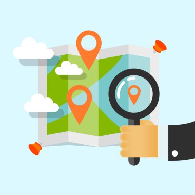 Büyüteç camı vektör çizim ile merkezinin haritası