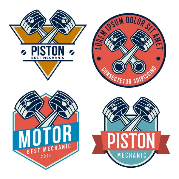 Ensemble d'emblème de piston de voiture (réparation de services automobiles ) — Image vectorielle