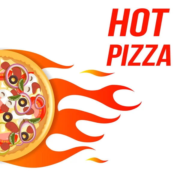 Pizza mit Feuerrahmen (heiße Pizza)) — Stockvektor