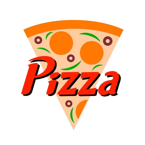 Pizza comida emblema logotipo design —  Vetores de Stock