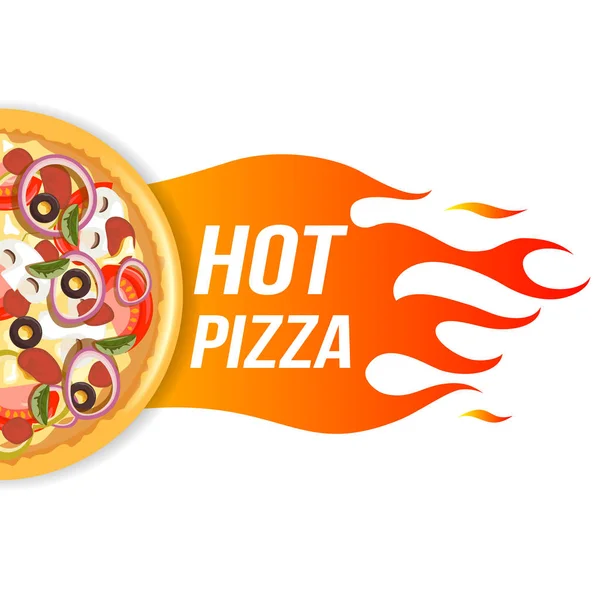 Pizza mit Feuerrahmen (heiße Pizza)) — Stockvektor