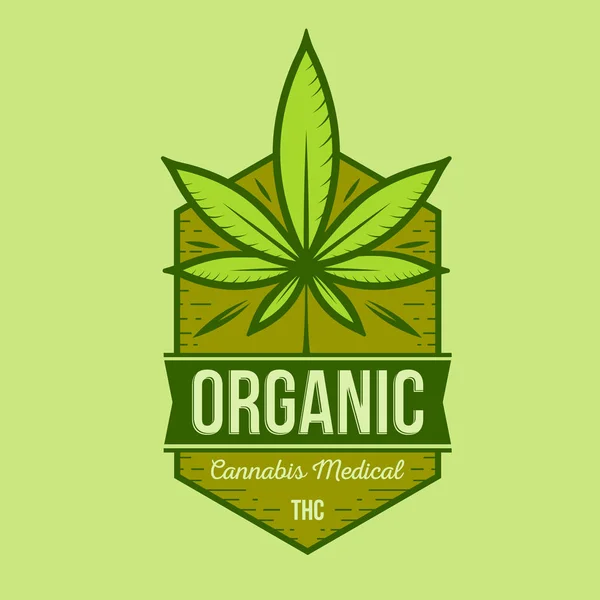 Logotipo Retro Cannabis Medicinal Etiqueta Plantilla Vector — Vector de stock