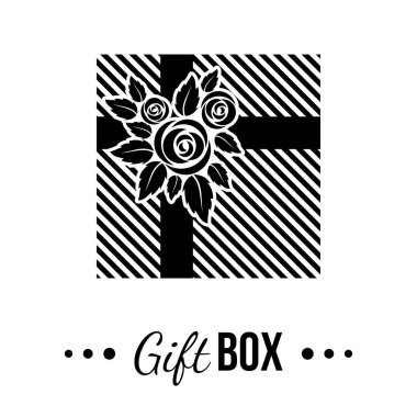 Siyah Vektör Hediye Paketi Beyaz Arkaplanda