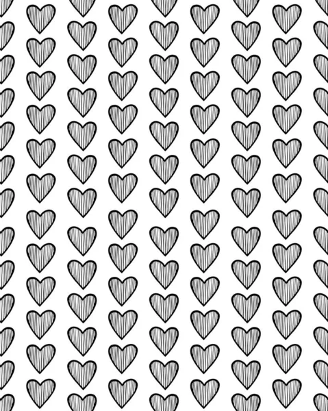 Seamless Background Drawn Hearts Vector — ストックベクタ