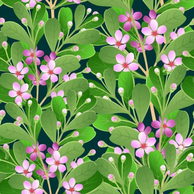 Vektörde Çiçek Açan Dallarla Kusursuz Arkaplan