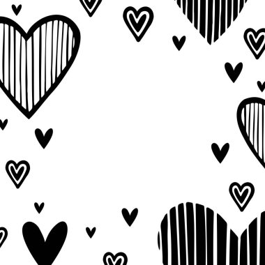 Vektörde Çekilmiş Kalplerin Kare Çerçevesi