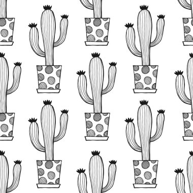 Kaktüslü ve vektörlü kusursuz desen