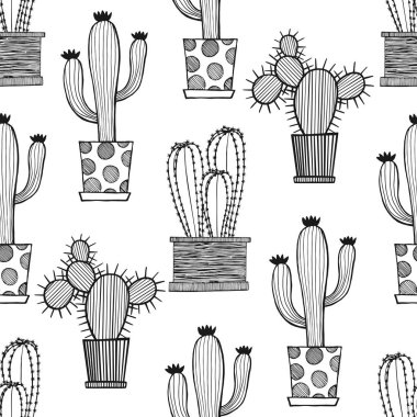 Kaktüslü ve vektörlü kusursuz desen