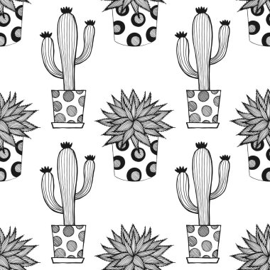 Kaktüslü ve vektörlü kusursuz desen